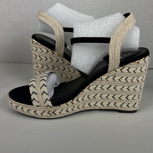 15036488 Torrid 9WW Natural Jute Chevron Wedge Sandals - Picture 3 of 9